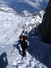 Jürgen auf einem der Flesbänder kurz unter dem Gipfel