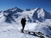 Am Schadler hat man einen perfekten Blick auf den Muntpitschen (li) und Piz Sesvenna (re).