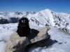 Auch Barbabeau hat es auf den Piz Rims geschafft. Hinten der Piz Cristanas auf den wir noch einen Abstecher machten.