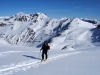 Piz Cristanas (li), Piz Rims (Mitte) und Schadler (re) während des Aufstiegs zum Piz Sesvenna.