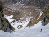 Wir fuhren über diese Rinne südlich der üblichen Skiroute ab. Hier war der Schnee noch fester und gut zu fahren